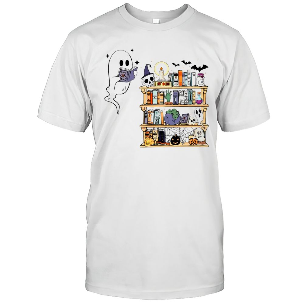 Ghost Book Reader Halloween Library Shirt